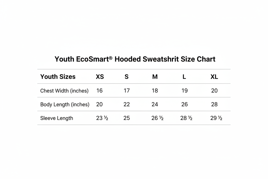 make more minimal design and use this info. Youth EcoSmart® Hooded Sweatshirt