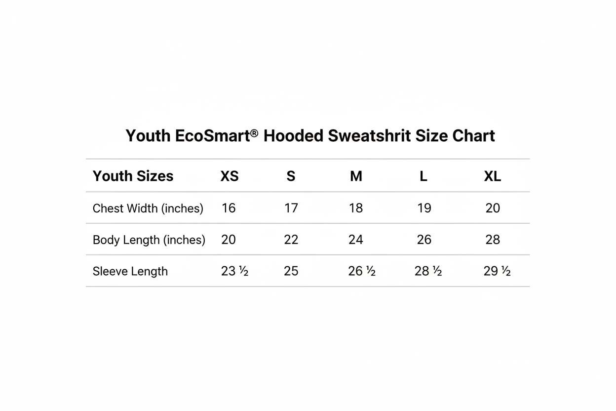 make more minimal design and use this info. Youth EcoSmart® Hooded Sweatshirt